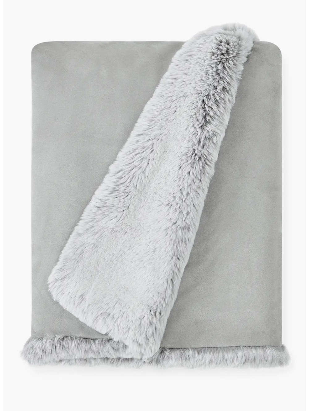 UGG Wyatt Reversible Gray White Black Throw Cozy Faux Fur Blanket 50" x 70" - Picture 2 of 10